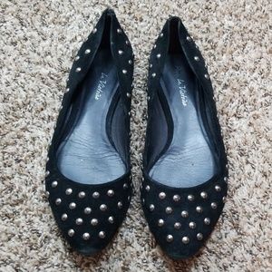 Studded suede leather flats